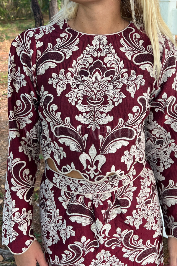 Bicolor Jacquard Waves Top by Farm Rio