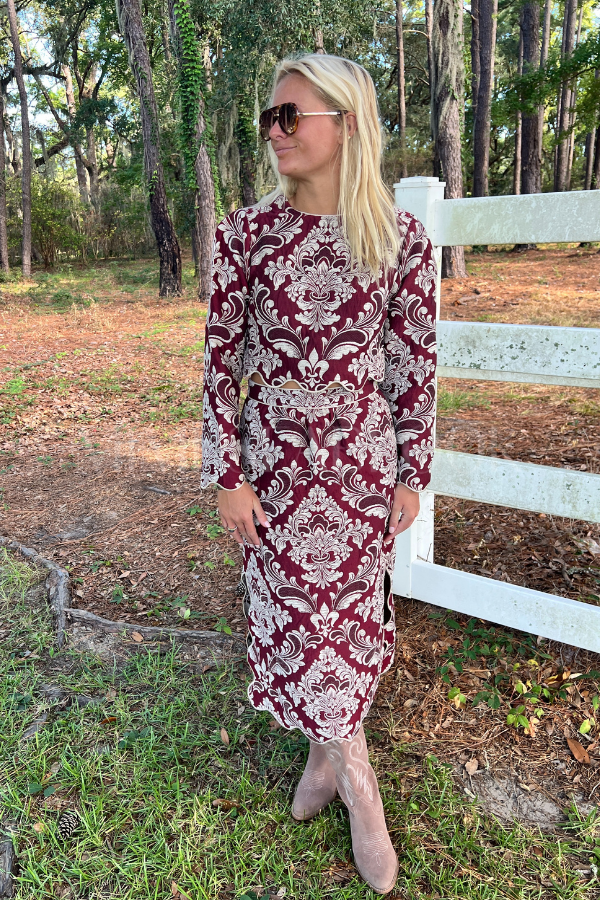 Bicolor Jacquard Waves Top by Farm Rio