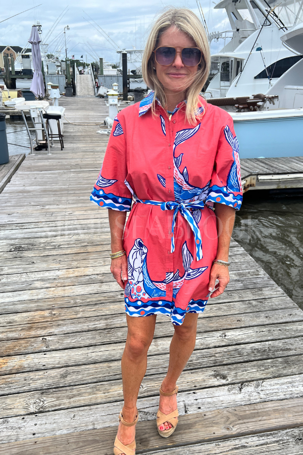 Bimini Dress by King + Pitt, sunset tarpon print
