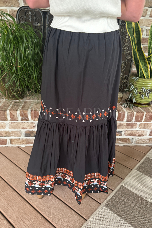 Black Embroidery Maxi Skirt by Farm Rio