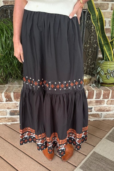 Black Embroidery Maxi Skirt by Farm Rio – Mimi Seabrook