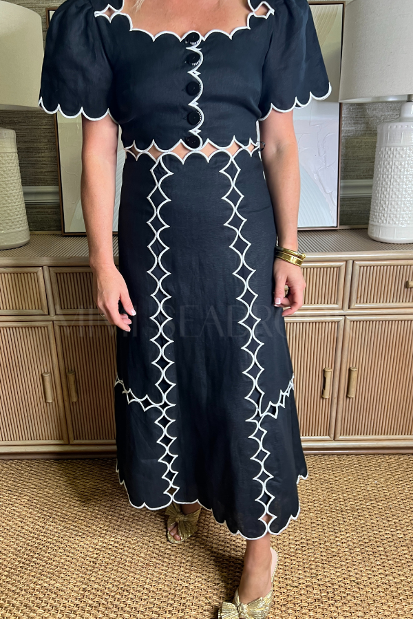 Black Short Sleeve Maxi Dress by Farm Rio