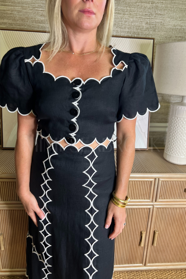 Black Short Sleeve Maxi Dress by Farm Rio