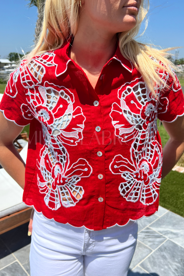 Blouse with Embroidery Coverup by Farm Rio