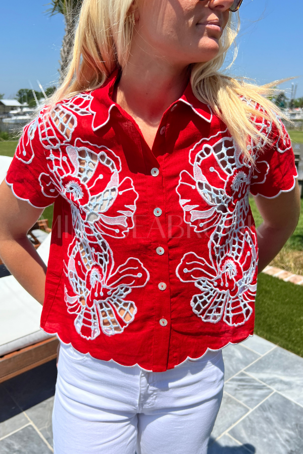 Blouse with Embroidery Coverup by Farm Rio