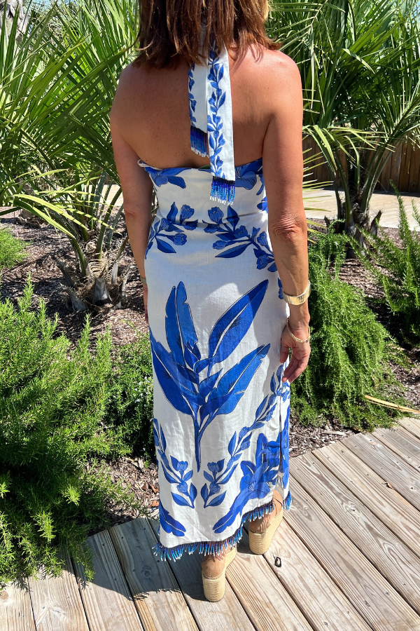 Blue Yard Off White Sleeveless Maxi Dress by Farm Rio