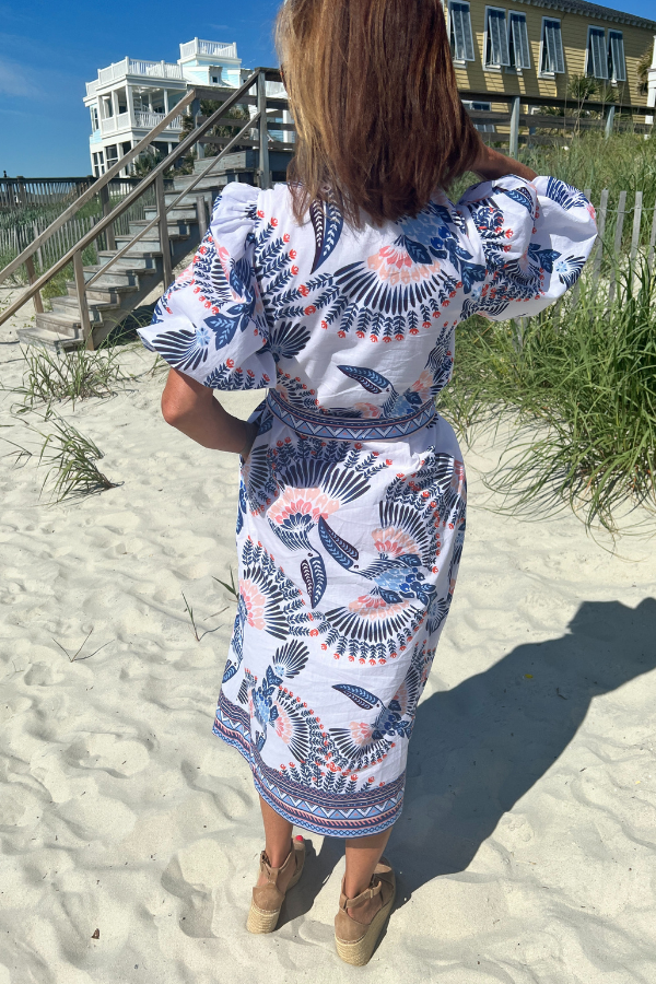 Boca Grande Dress, aztec bird print by King + Pitt