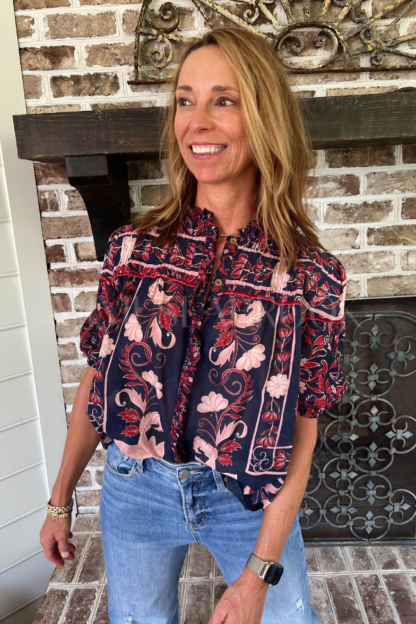 Boho Floral Scarf Blouse by Farm Rio