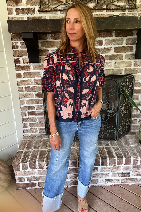 Boho Floral Scarf Blouse by Farm Rio