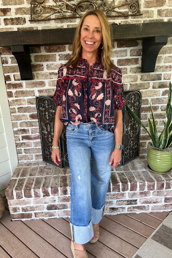 Boho Floral Scarf Blouse by Farm Rio