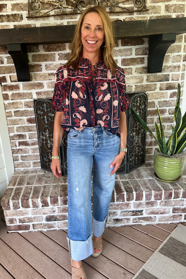 Boho Floral Scarf Blouse by Farm Rio