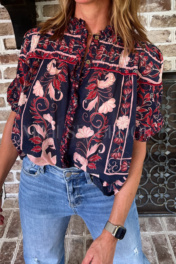 Boho Floral Scarf Blouse by Farm Rio