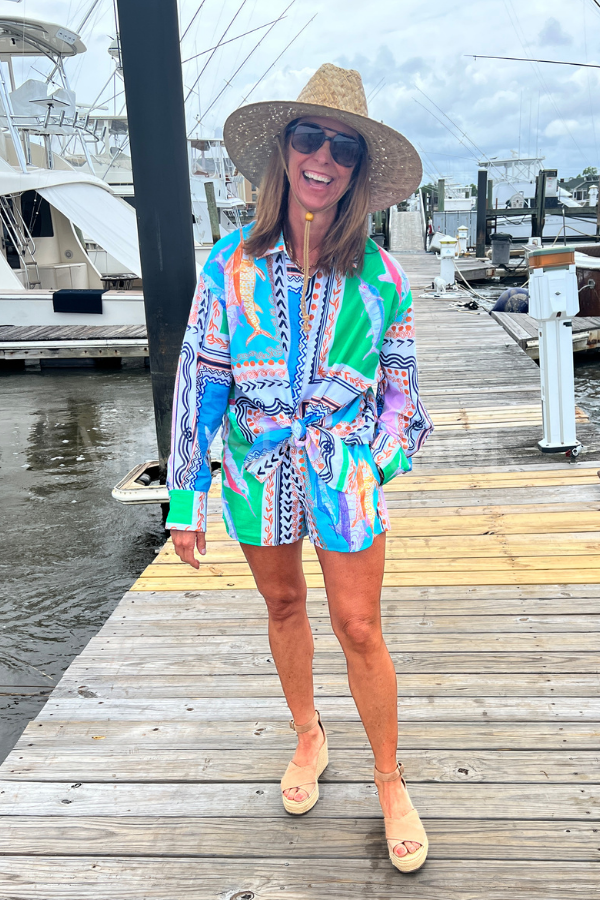 Boyfriend Shirt by King + Pitt, conch republic print