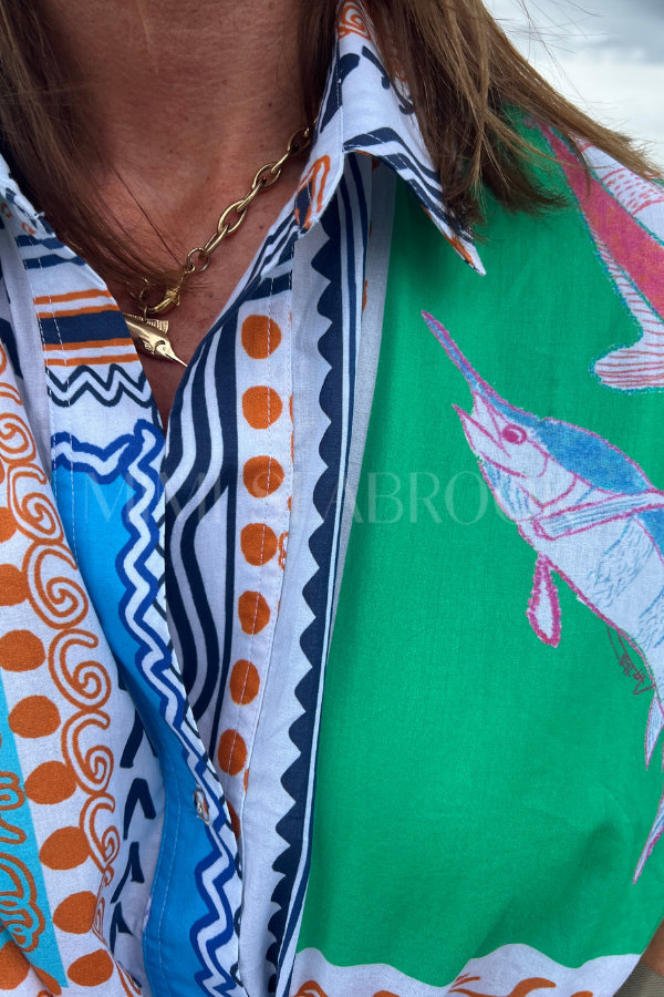 Boyfriend Shirt by King + Pitt, conch republic print