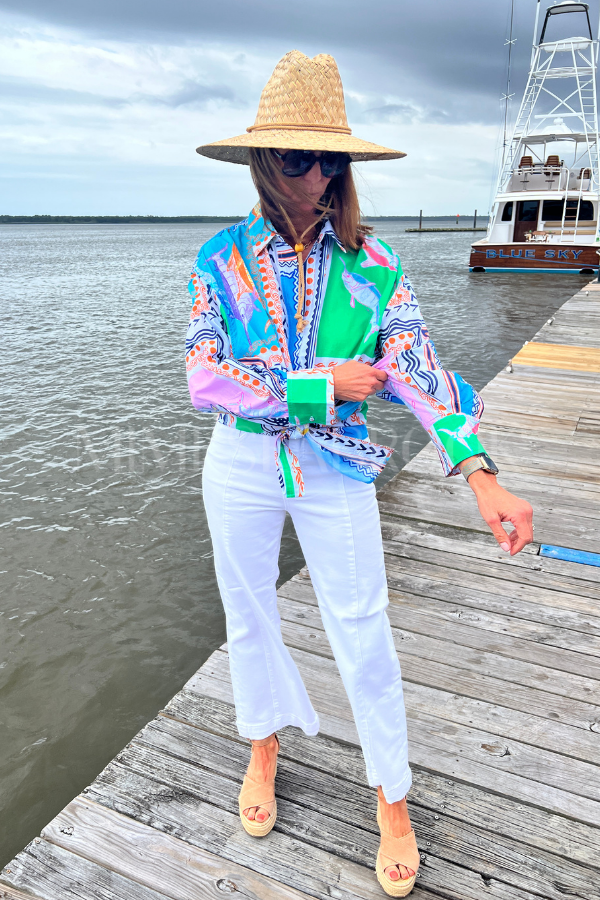 Boyfriend Shirt by King + Pitt, conch republic print