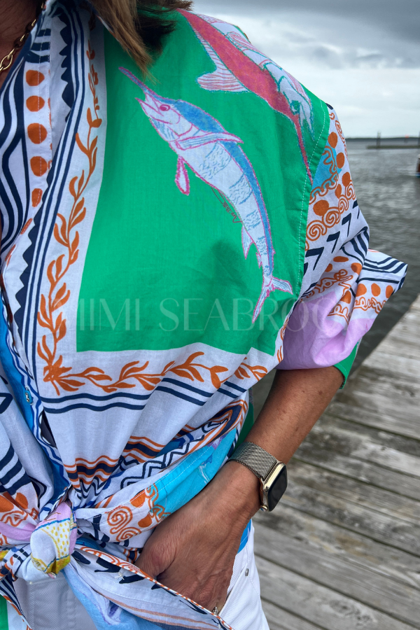 Boyfriend Shirt by King + Pitt, conch republic print