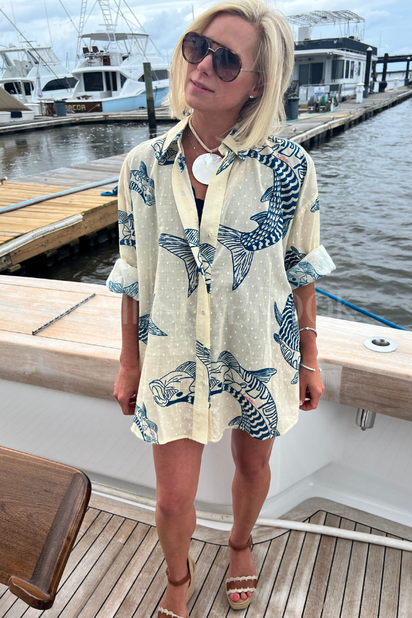 Boyfriend Shirt by King + Pitt, silver king print