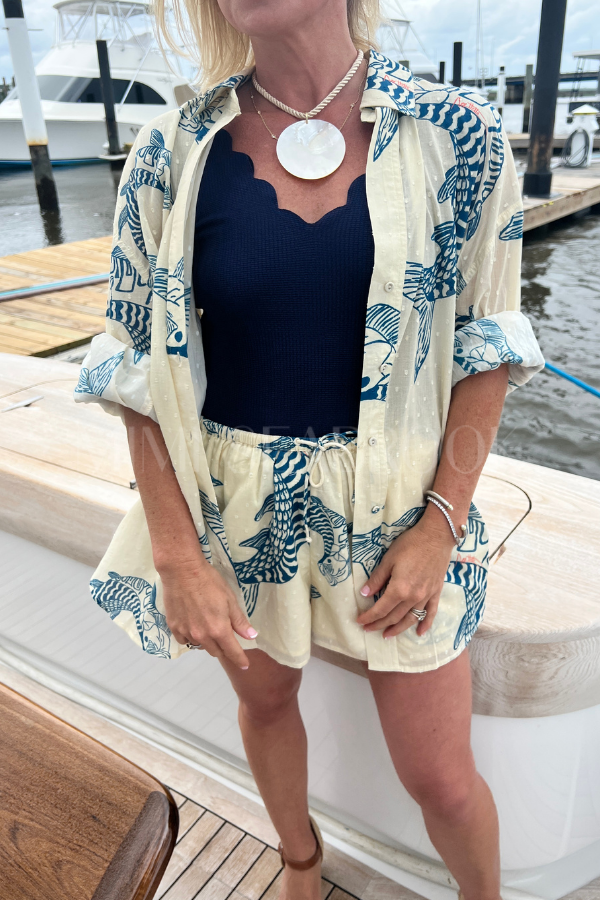 Boyfriend Shirt by King + Pitt, silver king print