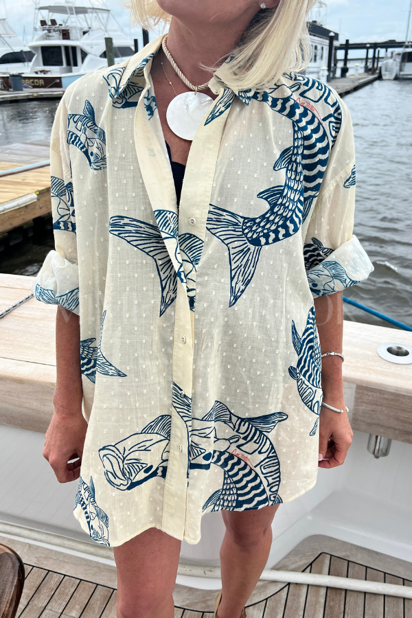 Boyfriend Shirt by King + Pitt, silver king print