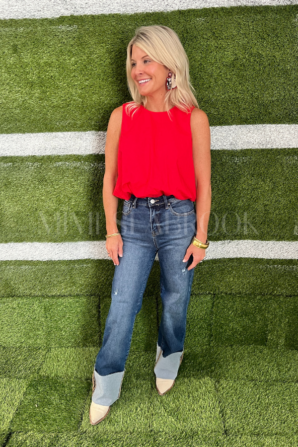 Bronte top, red