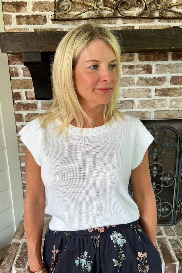 Brynn knit top, white
