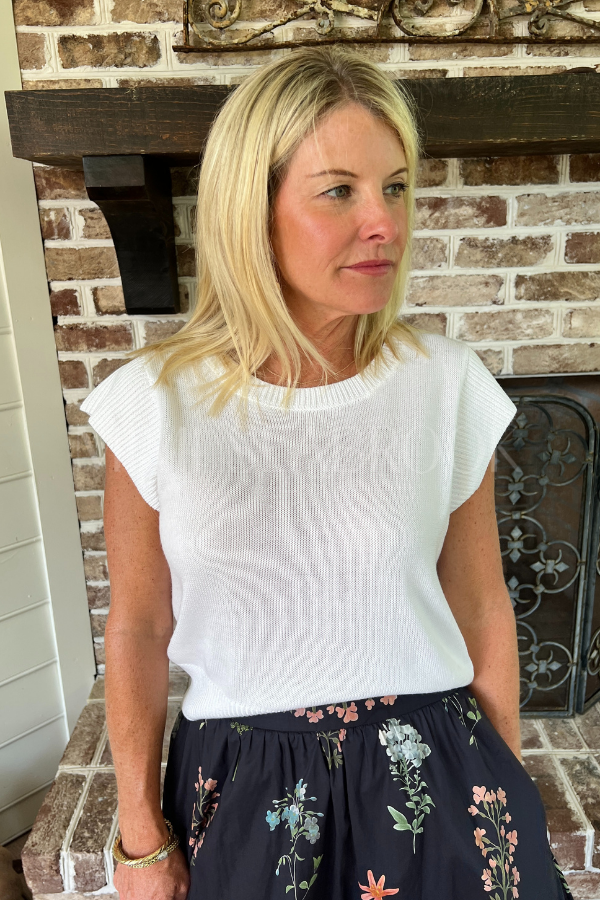 Brynn knit top, white