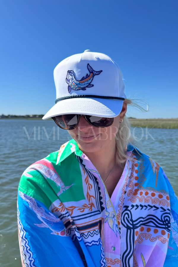 Bulls Bay Tarpon Hat x King + Pitt, White/Navy