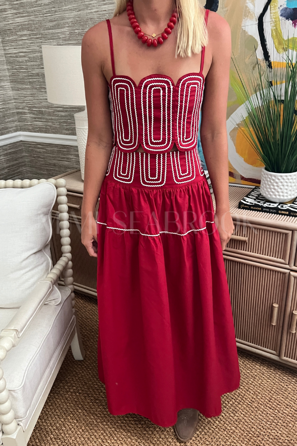 Burks top and skirt set, crimson