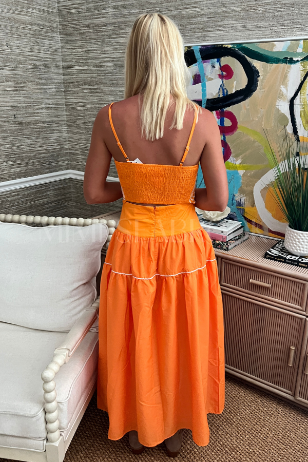 Burks top and skirt set, orange