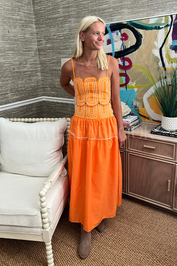 Burks top and skirt set, orange