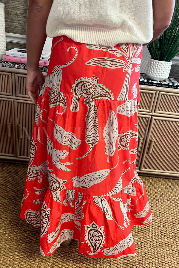 Button Front Skirt, Bengal Brick by Oliphant