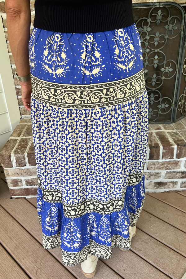 Button Front Skirt, Cobalt by Oliphant