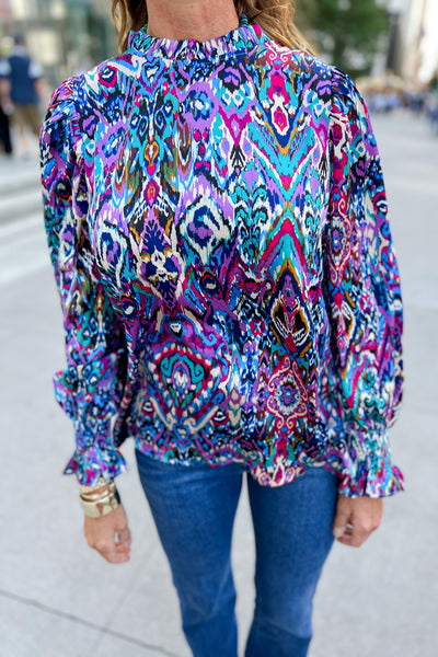Lyra top, royal/magenta