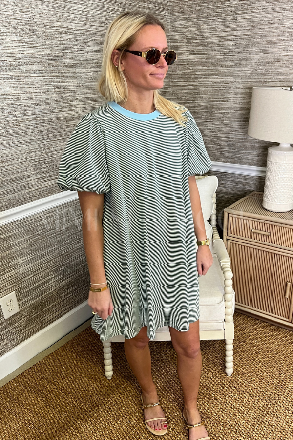 Cadwell dress, pistachio/sky