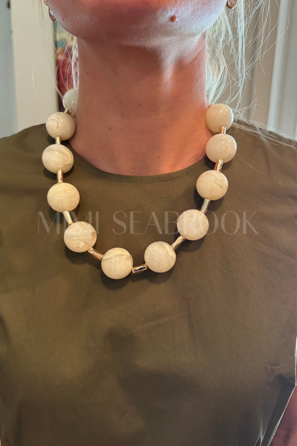 Camellia  necklace, ivory