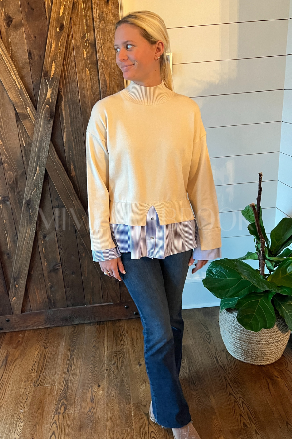 Candler sweater top, ecru