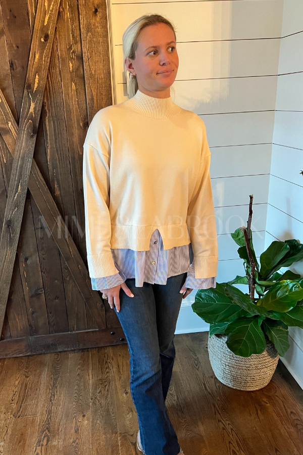 Candler sweater top, ecru