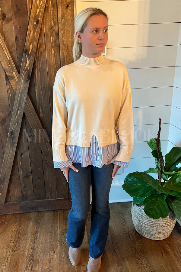 Candler sweater top, ecru