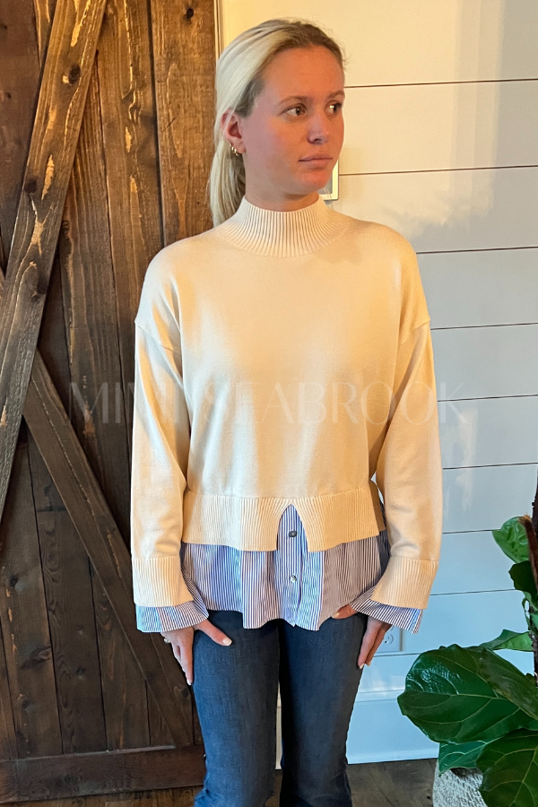 Candler sweater top, ecru