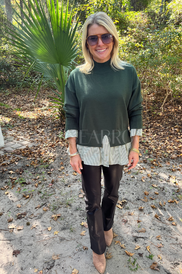 Candler sweater top, hunter green