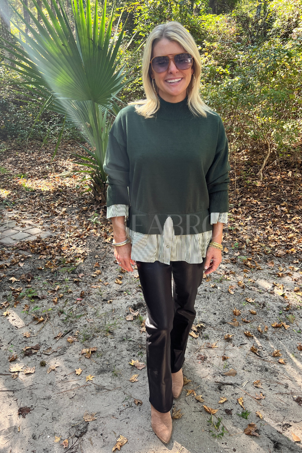 Candler sweater top, hunter green