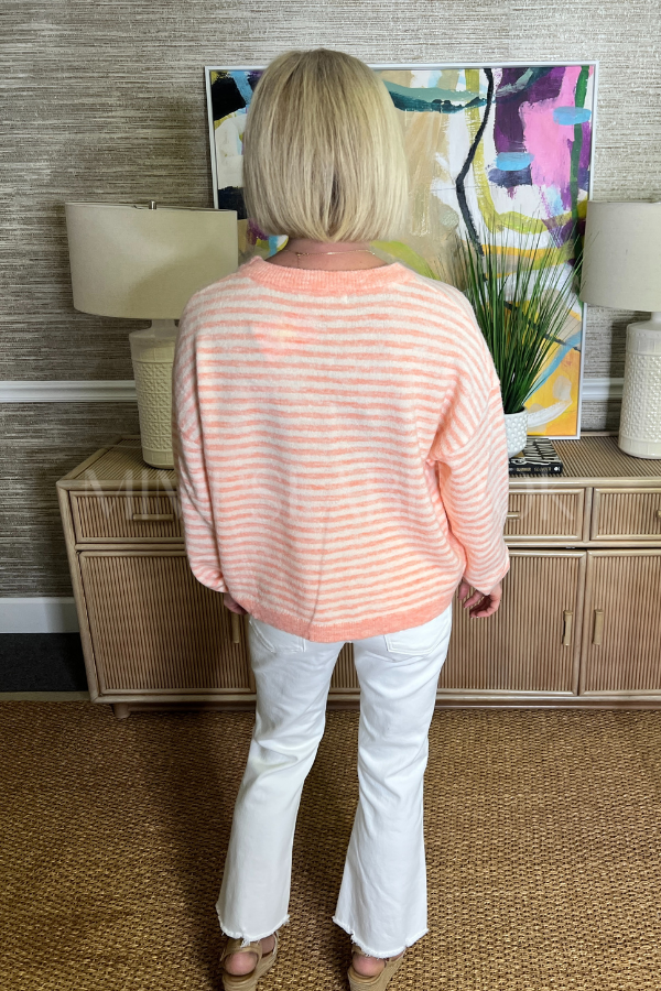 Carley knit sweater, coral