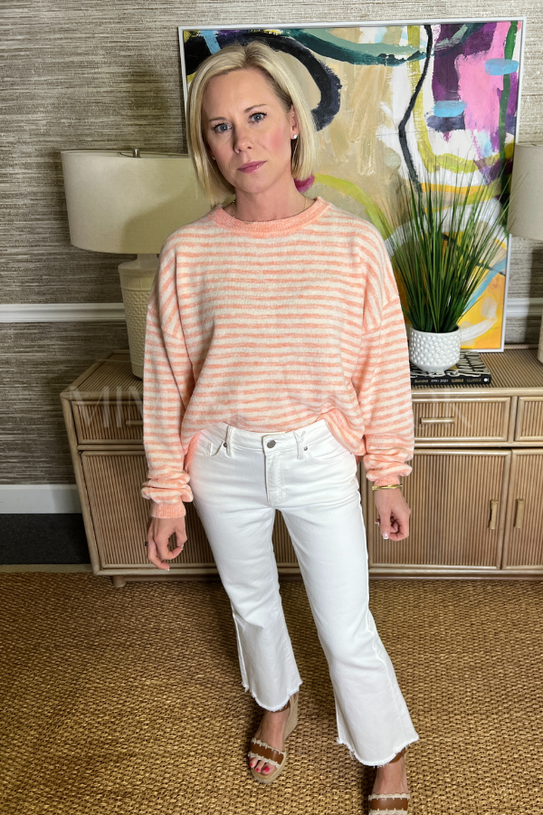 Carley knit sweater, coral