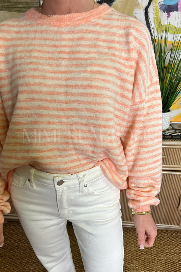 Carley knit sweater, coral