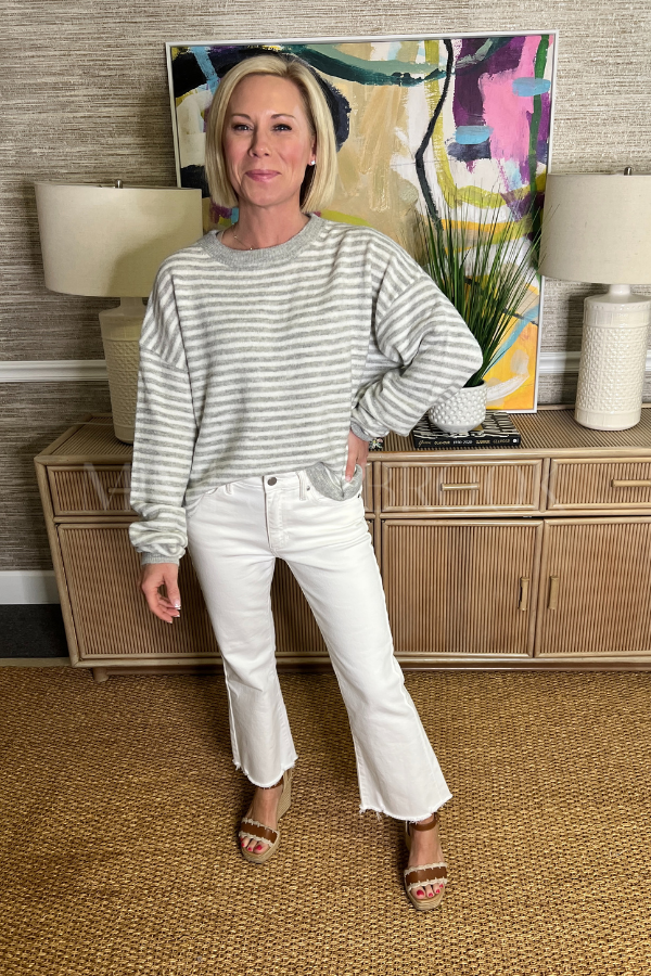 Carley knit sweater, light grey