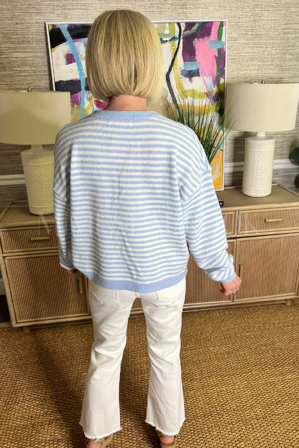 Carley knit sweater, sky blue