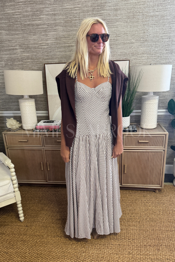 Carmela dress, brown/white