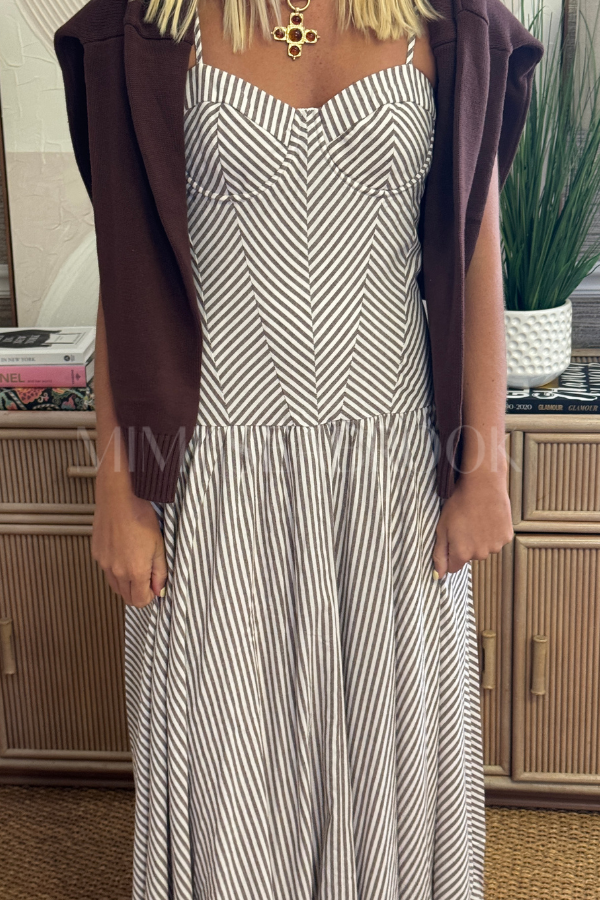 Carmela dress, brown/white