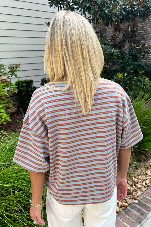 Cassie top, blue/rust