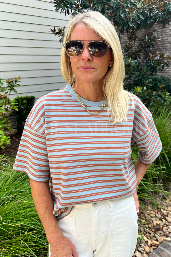 Cassie top, blue/rust